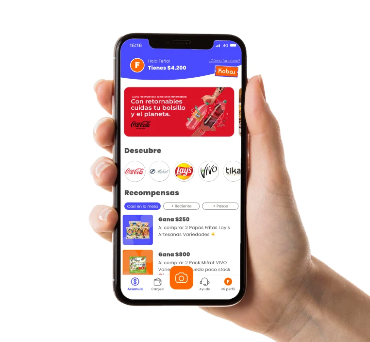 La app de Kobai mostrando el saldo acumulado
