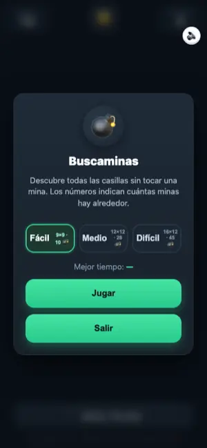 Pantalla del juego Buscaminas