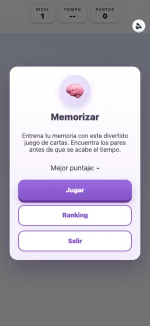 Pantalla del juego Memorice
