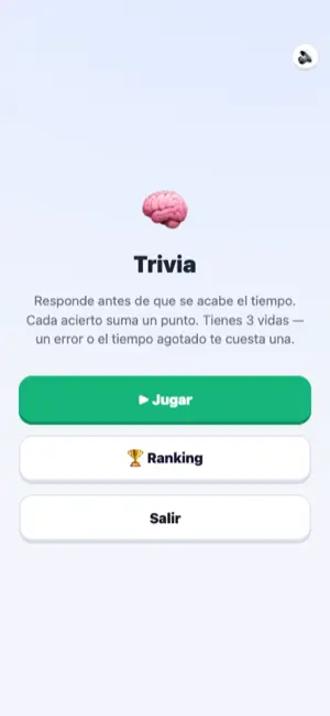 Pantalla del juego Trivia