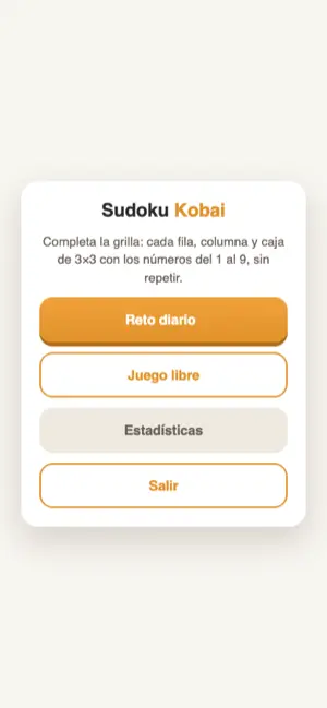 Pantalla del juego Sudoku