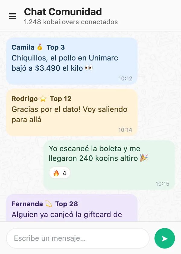 Pantalla de la miniapp Chat Comunidad